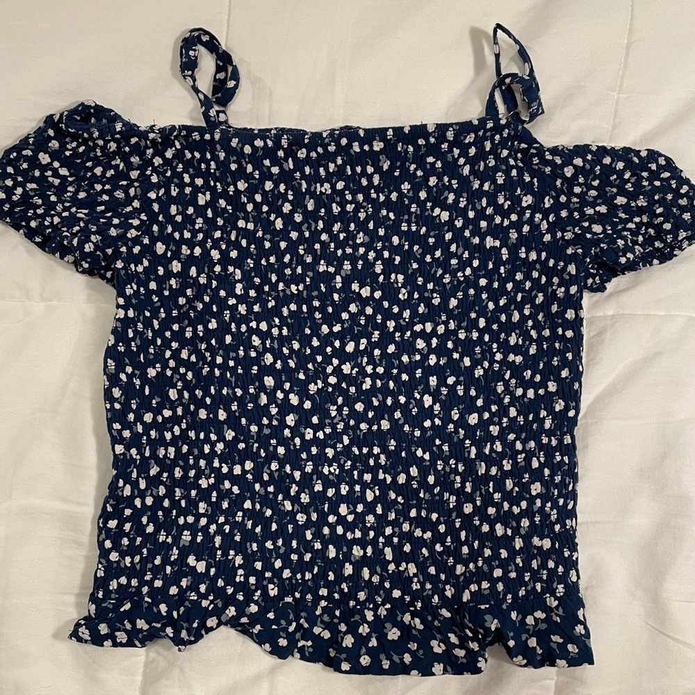 Abercrombie Kids Navy Blue Floral Blouse